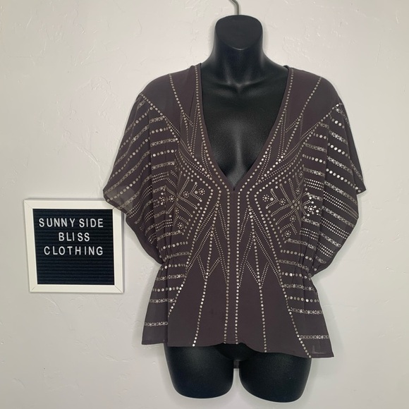 Anthropologie Tops - Anthropology Sanctuary V-Neck Sheer Flowy Embellished Blouse Size Small